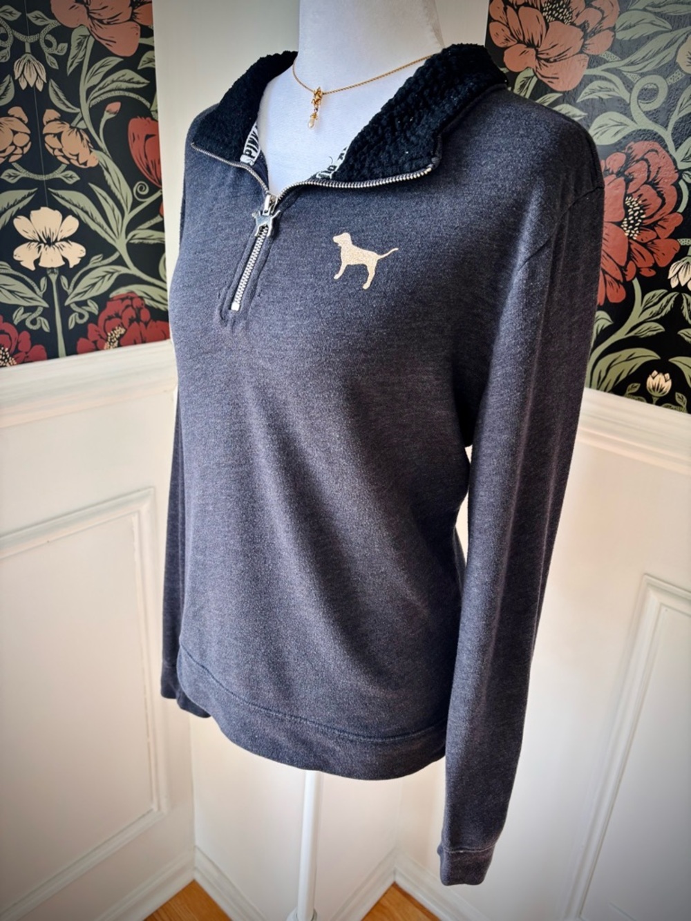 Cozy PINK 3/4 Zip Collar Sweater Sporty Chic - Picture 2 of 5